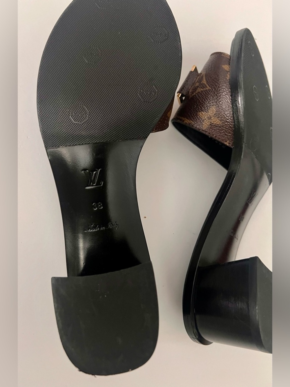 Louis Vuitton Brown Monogram Canvas Lock It Slide Sandals Size 38 - Picture 8 of 13